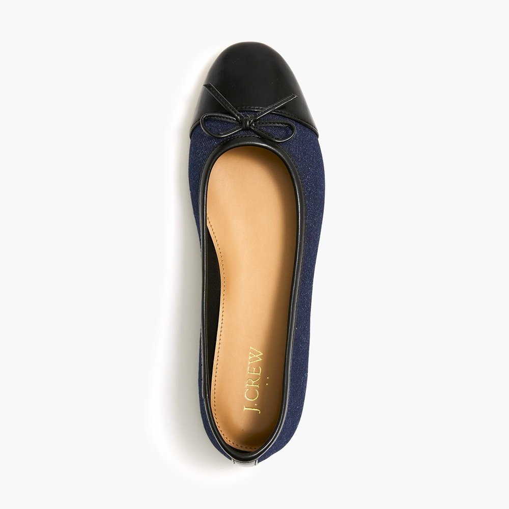 NWT J.Crew Cap Toe Denim Ballet Flats - Picture 2 of 6